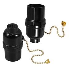 2pcs Pull Chain Light Fixture Pullswitch E27 Socket Lamp Holder Replacement