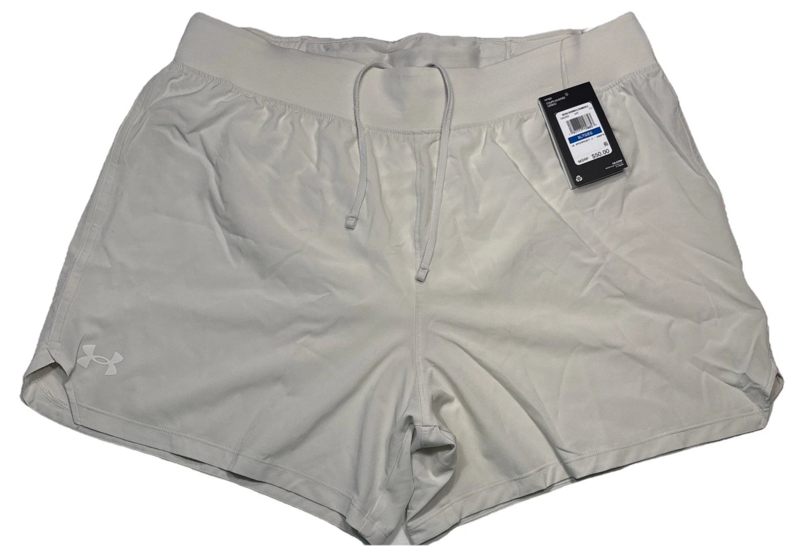 Under Armour UA SpeedPocket 5” Running Shorts Mens XL White Clay 1383266 111 $50