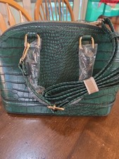 Green Faux Croc Dome Bag With Crossbody Strap-NWT