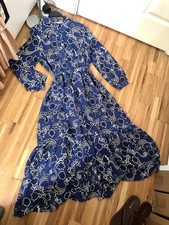 Zara Printed Floral Dark Blue Dress Size M