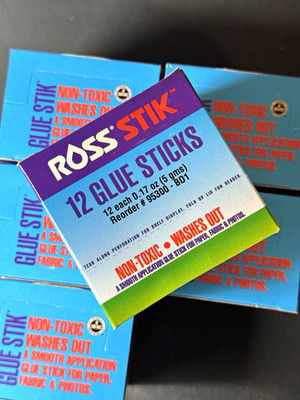 Ross 12 Glue Sticks 6 Boxes Non-Toxic Washes Out Smooth Application 95300-BD1