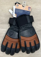 Hestra Alpine Pro Leather Gloves Medium Unisex Navy/Brown Fall Line NEW W/ TAGS