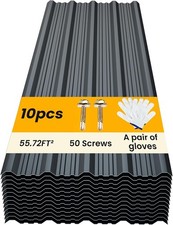 10 pcs Metal Roofing Panels - Corrugated Galvanized Roof Panels L45.28x W17.72 I