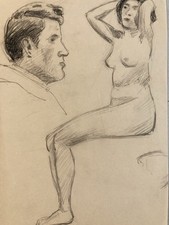 Antik Schöner Zeichnung Akt 1910 Bleistift Papier Frau Erotik Art Deko Atelier