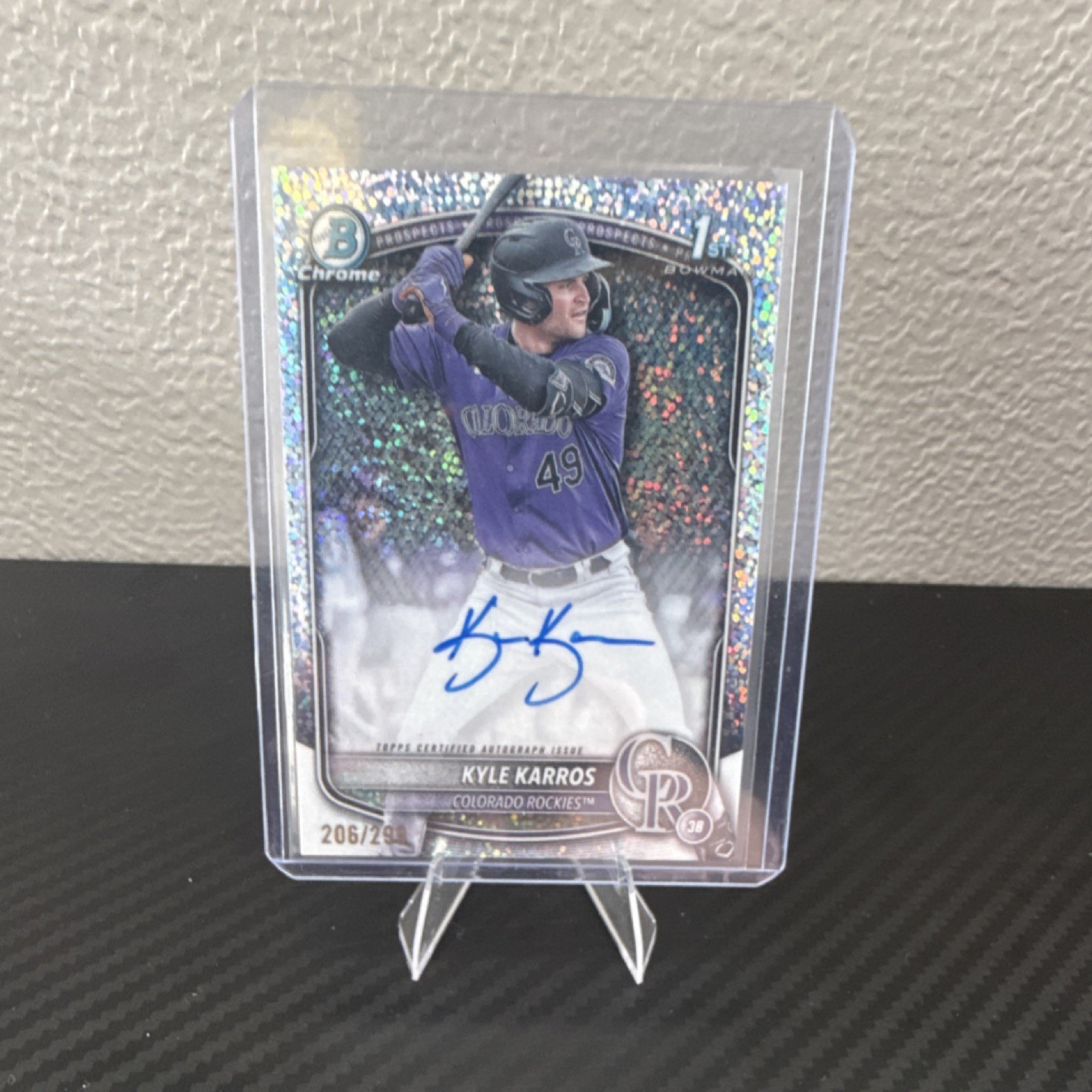 2025 Bowman Chrome Kyle Karros Speckle Refractor Autograph /299 Rockies CPA-KK