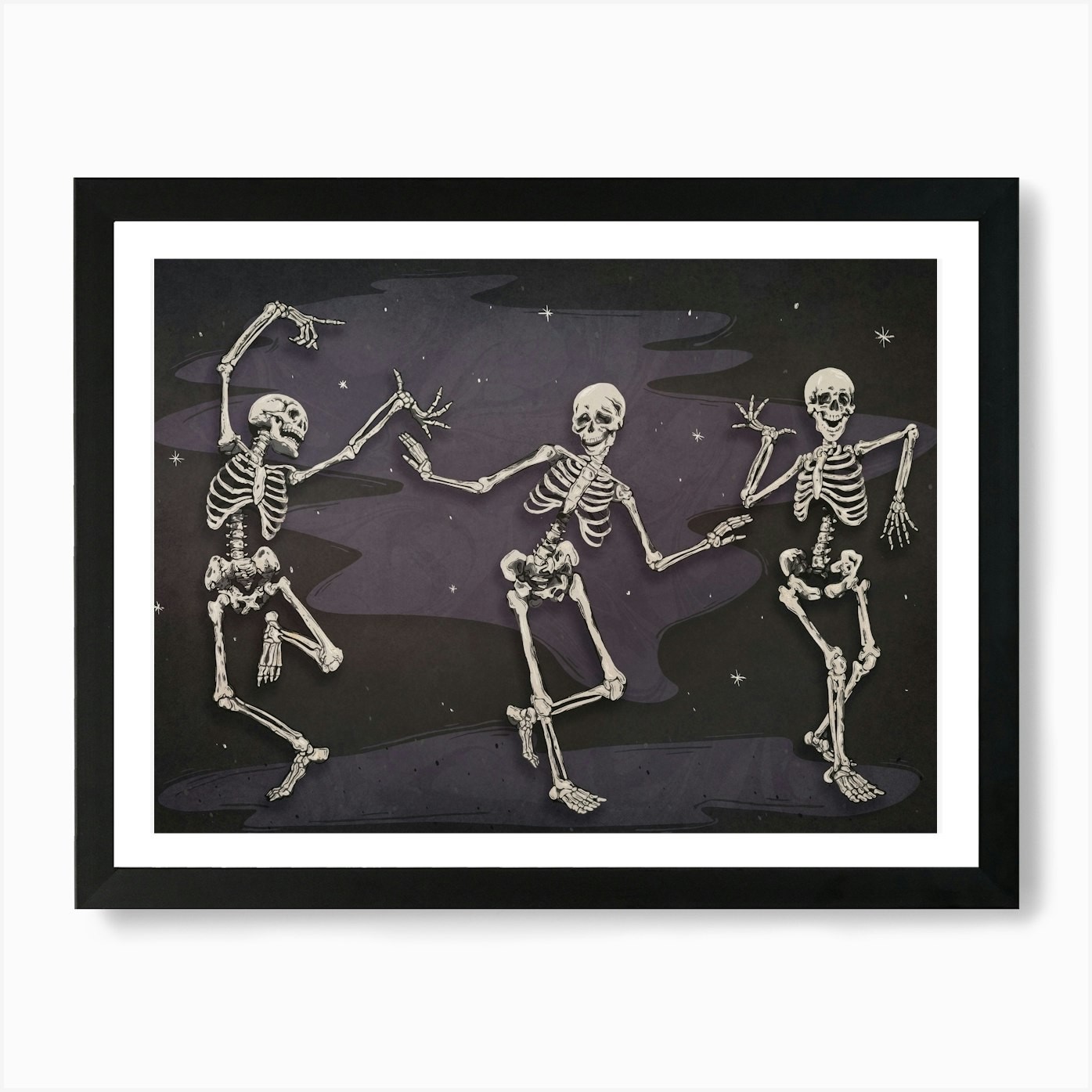 Impresión artística de esqueletos bailando arte de pared enmarcado póster lienzo impresión cuadro