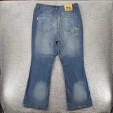 Crest Women’s Bootcut Jeans 17/18 Blue Floral Embroidery Stretch Mid-Rise