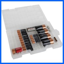 Slim and Durable Battery Organizer - Clear Case for 45 Batteries - Ready to Use