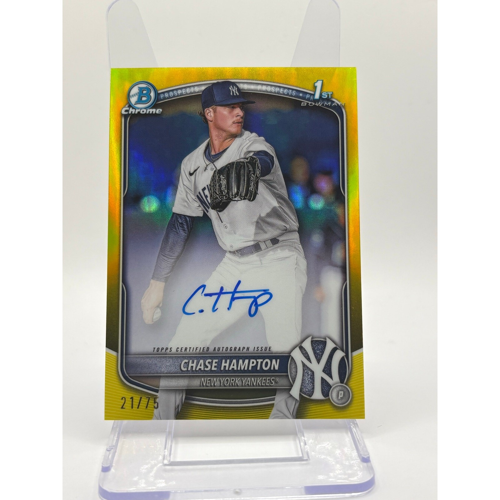 2025 Bowman Chrome Chase Hampton 1st Yellow Refractor Auto 21/75 SP NY Yankees