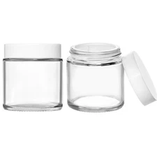 TUZAZO 4oz Small Glass Jars with White Lids, 2 Pack Round Clear Glass Jars