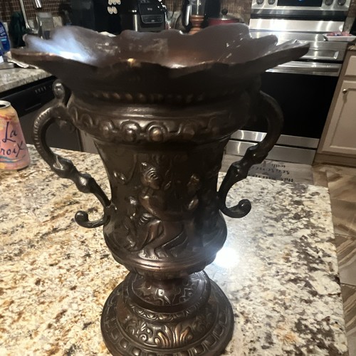 Antique Late 19th Century Brass Karter vase/Table Decor/Home 