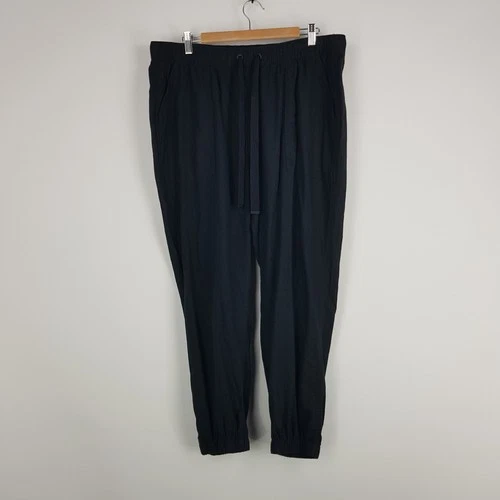 D Luxe Basics Decjuba Womens Size XL 16 Black Loose Flowy Linen Blend Pants