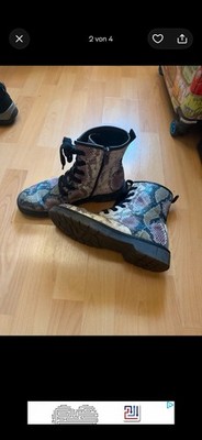 Unisex High Top Sneaker Schlangenmuster mehrfarbig Reißverschluss Schnürung EU39