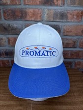 Vintage Promatic Sporting Clays Skeet Trap Shooting Logo Strapback Hat Blue Wht