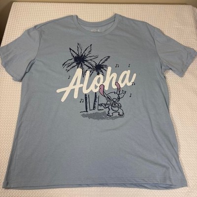 Disney Stitch Graphic Tee Womens 3XL Blue Excellent Aloha Surfboard JT26165