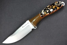 Busse Custom Elmax Sawpback Variant .095" Satin Blade Micarta Grexed Wood Matrix