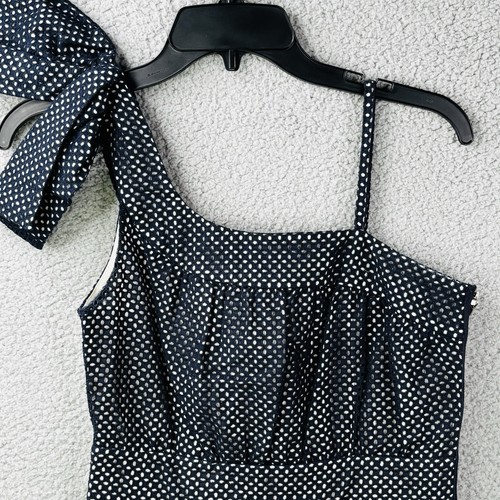 Marc by Marc Jacobs Dress Womens 2 Navy Cotton Eyelet Lined One Shoulder - Picture 3 of 15