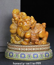 3.3'' Old Dynasty Shoushan Stone Dragon Loong Beast Animal Seal Stamp Signet