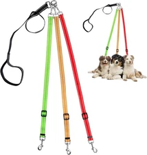 3 Way Dog Leash Detachable Reflective Coupler Tangle Free 3 in 1 Muticolor 
