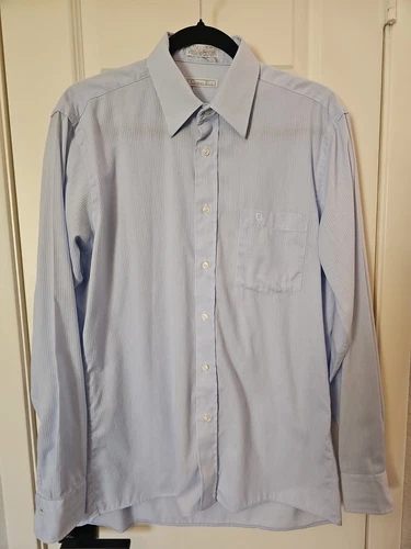 Camicia Christian Dior Plus De Coton blu a righe business con bottoni 15 1 2 34 35