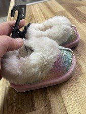 Sparkly Multicolor Baby Booties with Faux Fur size 2 NWT