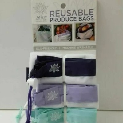 Lotus Reusable Produce Bags 3 Washable Mesh Food Sack Eco-Friendly 3 Sizes NEW