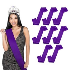 8-Pack Blank Satin Sash, 3.8 Inch Party Sash for Birthday/DIY Purple 