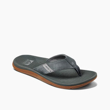 Reef Santa Ana CI4652 Sandals Men's Gray Leather Round Toe Flip Flop JAX398