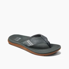 Reef Santa Ana CI4652 Sandals Men's Gray Leather Round Toe Flip Flop JAX398