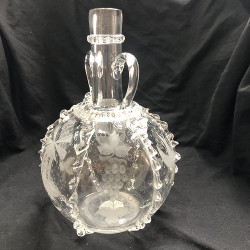 Antico decanter olandese in vetro, uva e vite XVIII secolo - Foto 6 di 8