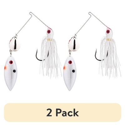 3/8 oz White Spinnerbait Fishing Lure with Red Eye Design 2 Pack