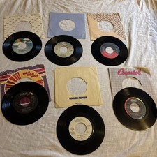 Vintage 80s 45rpm 7 Vinyl With Record Company Paper Sleeves Lot Of 6 VG