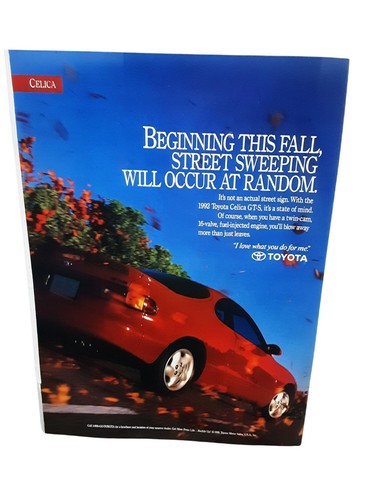 Vintage 1991 Toyota Celica GT-S Red Coupe Car Print Ad Original Toyota
