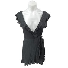 NEW Urban Outfitters Kimchi Blue Sleeveless V-Neck Ruffle Mini Wrap Dress Sz S 