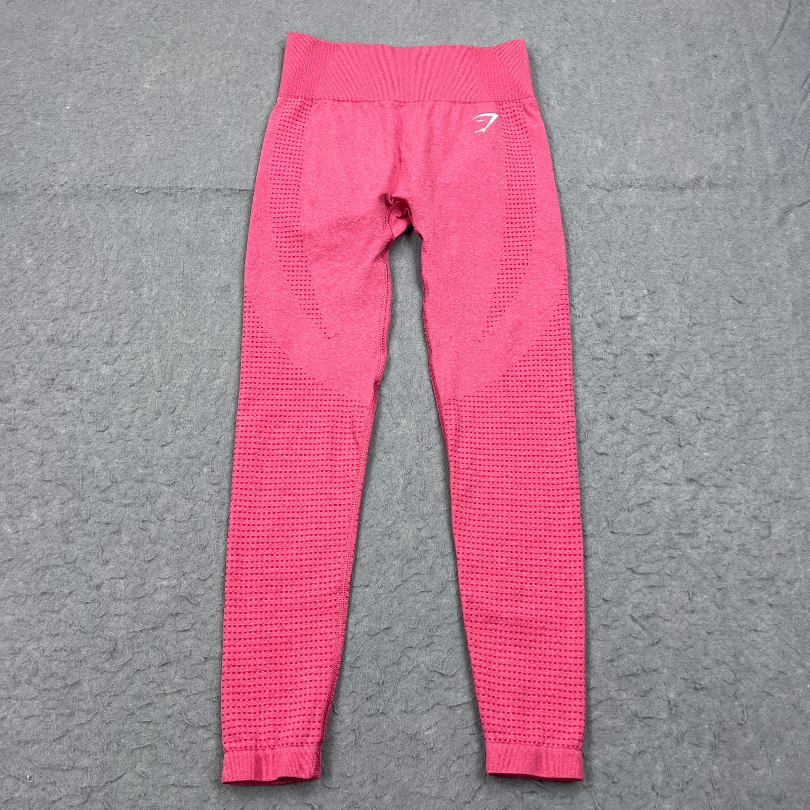 Gymshark Vital Seamless 7/8 Leggings Medium Coral Compression Ribbed Band Tights