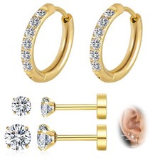 Small Gold Cartilage Earring Hoops for Women, Helix Hoop Earrings14K Gold Plated
