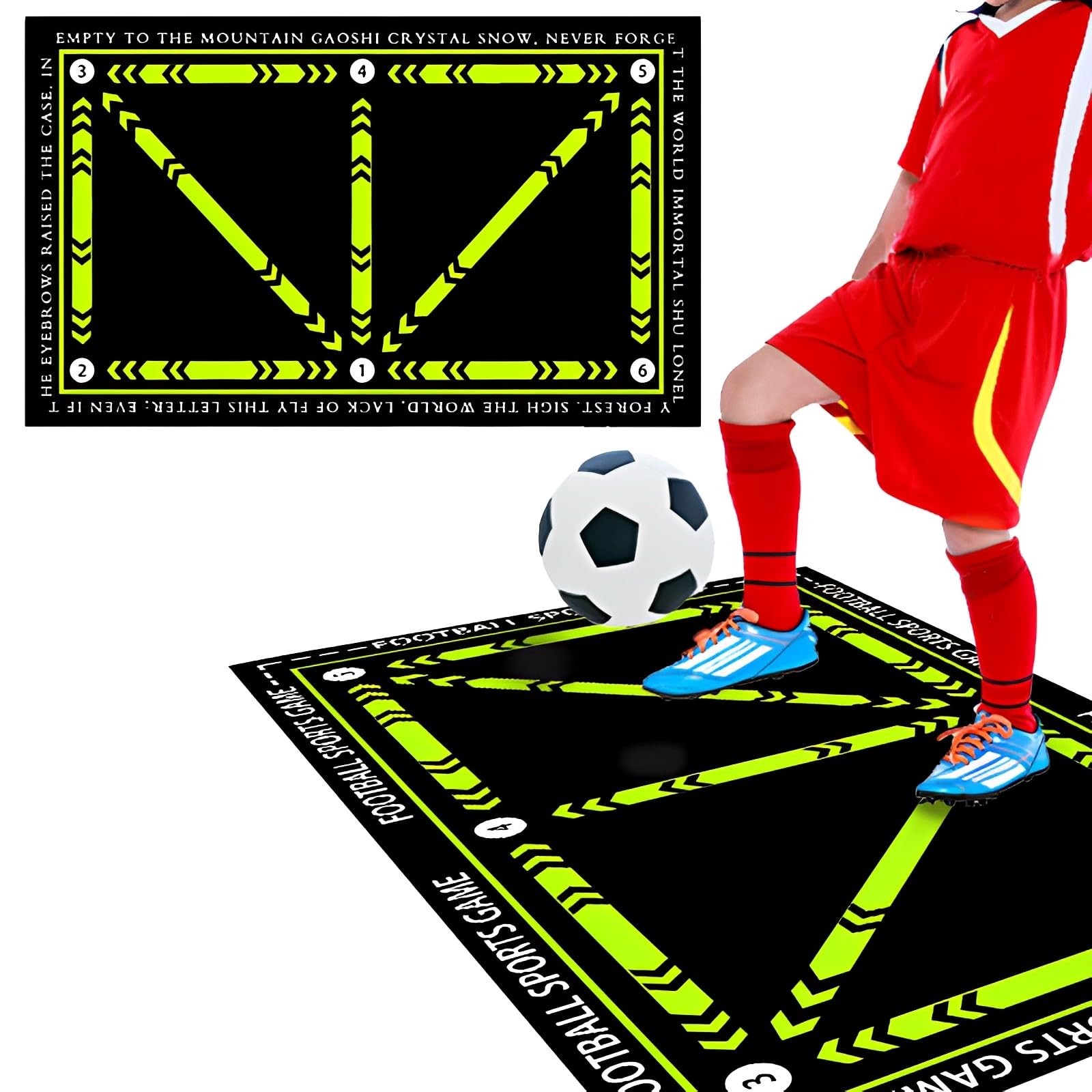 Tapis d'entraînement de pas de football 60x90 cm en caoutchouc noir
