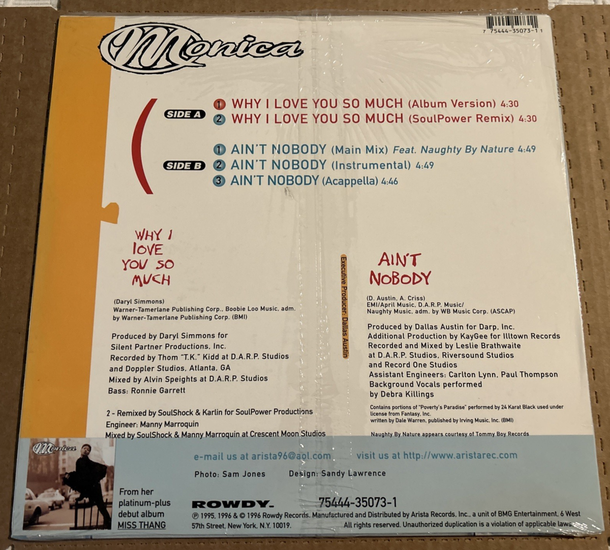 MONICA–Why I Love You So Much-1996 LP *SEALED *ROWDY RECORDS 35073