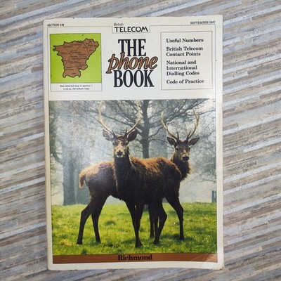 1987 British Telecom directory Deer Phone Book London Richmond Postal Area 144