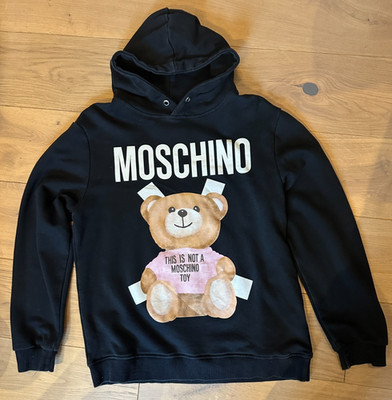 Moschino Couture ladies black hoodie sweatshirt XL teddy bear''This Is Not A Toy''