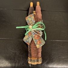 Lot of 3 Vintage Wood Industrial Textiles Bobbins Quills Spools with Thread