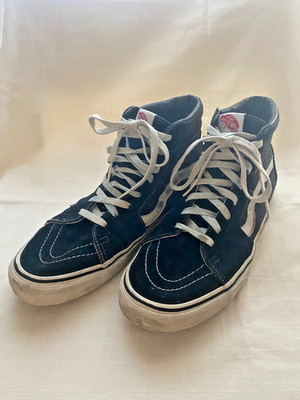 VANS Off The Wall High Top Skateboard Shoe Sk8-Hi Black Leather Men 9.5 Women 11