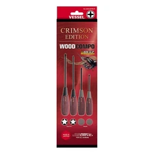 Vessel Tools 3304JSPBCR Wood-compo Jisdrive Screwdriver 4pc. Set Crimson Edition