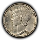 1929 10c Mercury Silver Dime - AU+ - SKU-Z6791