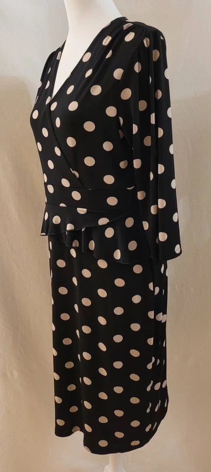 42/44 ausgefallenes Debenhams Kleid schwarz beige Baskin gepunktet Maße beachten - Bild 3 von 4