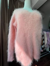 Angora Blend Knit Pullover - Women's Super Soft Fluffy Fuzzy Jumper