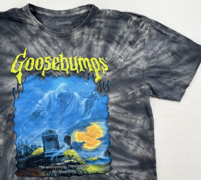 Goosebumps Ghost Beach T-Shirt Men's XL Black Tie Dye R.L. Stine Horror Graphic