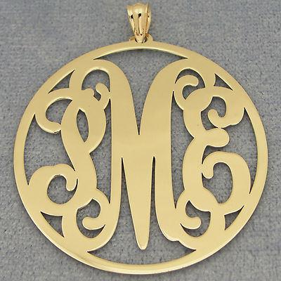 Soul Jewelry Solid 10k White Gold Round Circle Monogram Pendant 1 1//4 Inches Monogrammed 3 Initials
