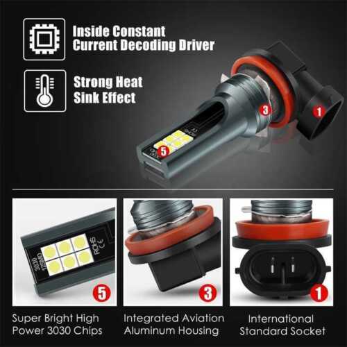 LED Fog Light Bulb H11 High Power Driving Lamps 10000k White Fog light Bulbs Kit - Bild 4 von 12