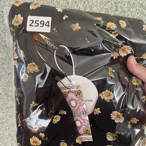 BooHoo Dress Womens 12 Black Floral Mini Ruffle Hem Sheer Balloon Sleeve NWT - Picture 14 of 14